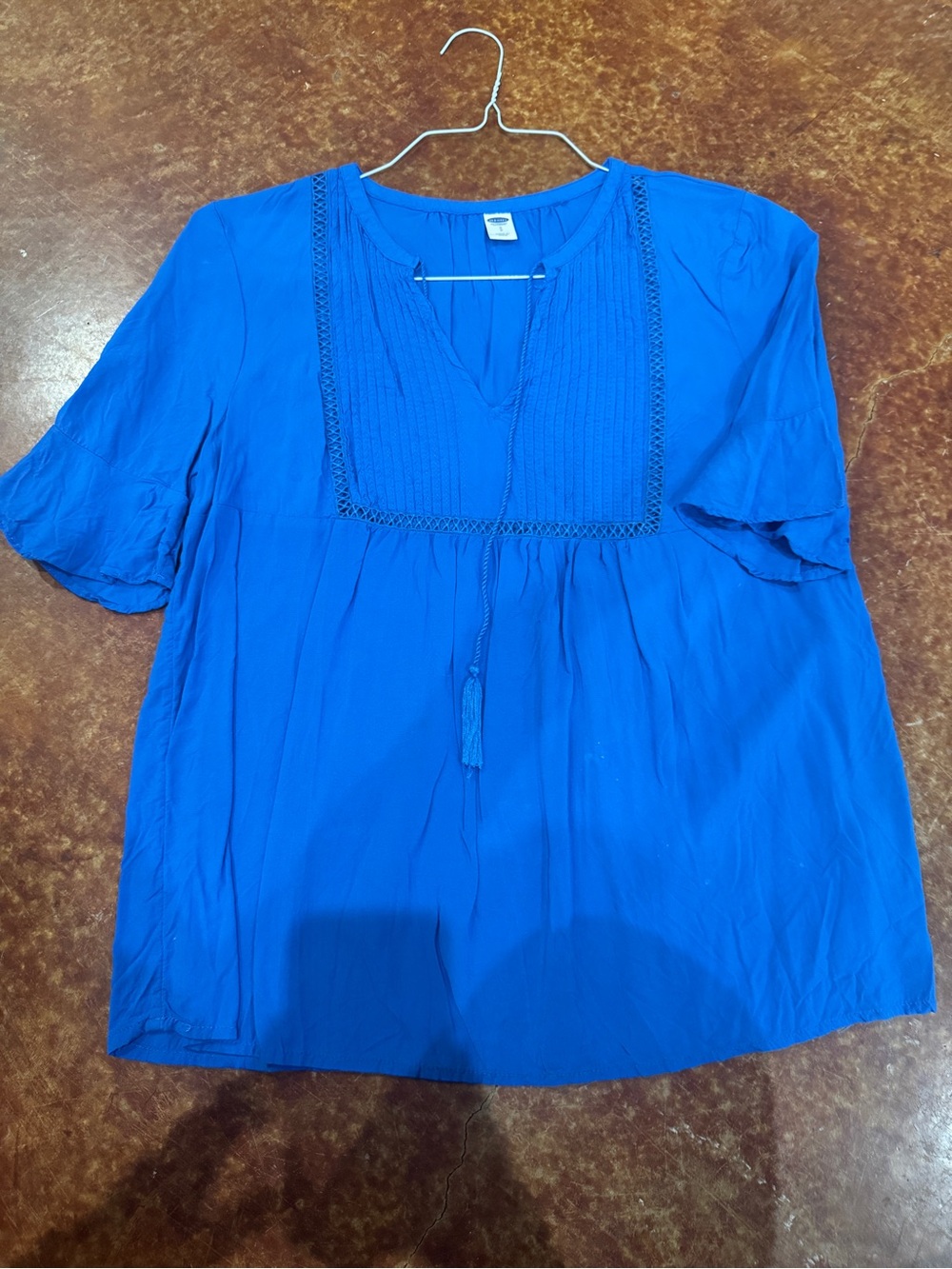 Old Navy Cobalt Blue Tassel Peasant Blouse